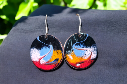 Carnival - Copper Enamel Drop Earrings |  Flame | Handmade in Ireland