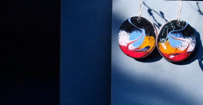 Carnival - Copper Enamel Drop Earrings |  Flame | Handmade in Ireland