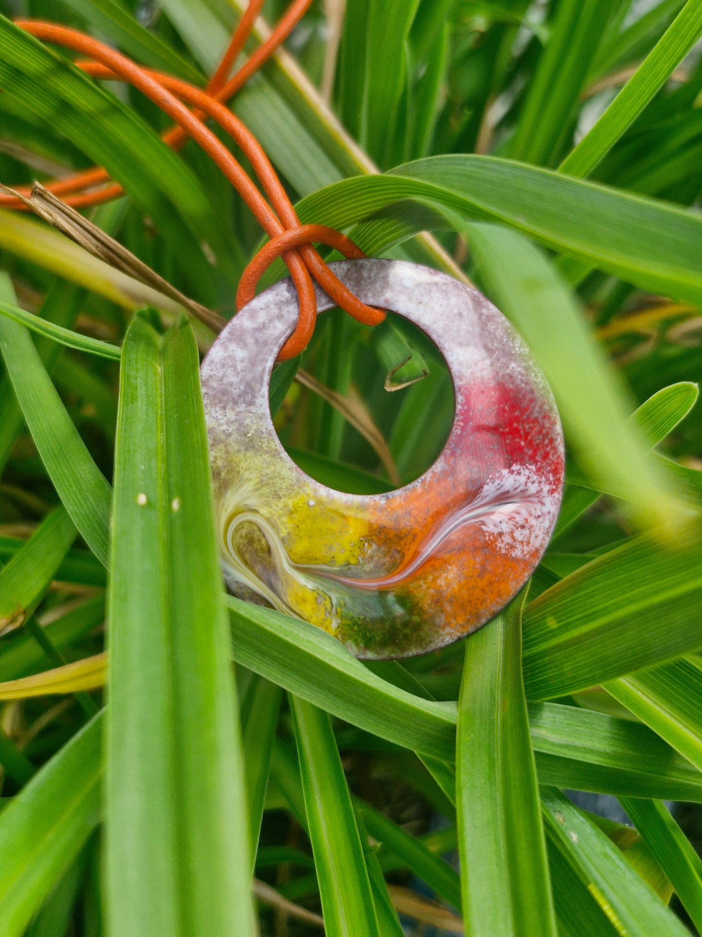 Céilí | Large Copper Enamel Circle Pendant Necklace | Summer Colours | Handmade in Ireland