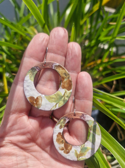 Antique Flowers |Green| Copper | Enamel  | Handmade in Ireland