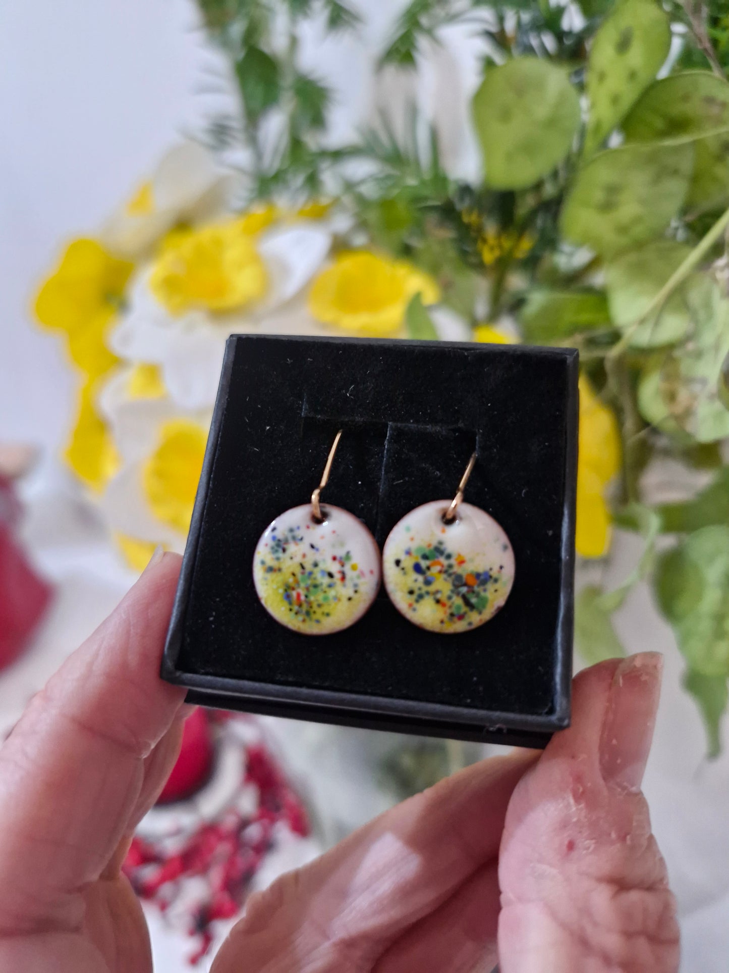 Céilí Mini Earrings | Rainbow Speckle Enamel | Handmade in Ireland