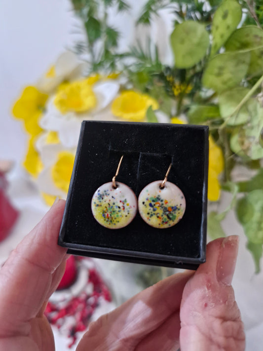 Céilí Mini Earrings | Rainbow Speckle Enamel | Handmade in Ireland