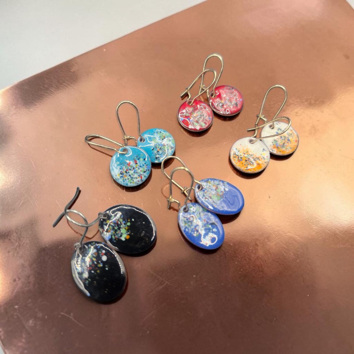 Mini Speckled Enamel Earrings