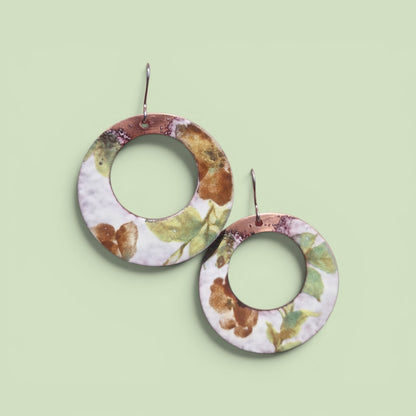 Antique Flowers |Green| Copper | Enamel  | Handmade in Ireland