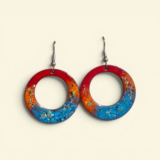 Lumi Élise Hoops - Copper Enamel Drop Earrings | Red, Orange & Teal Blue | Handmade in Ireland (Copy)