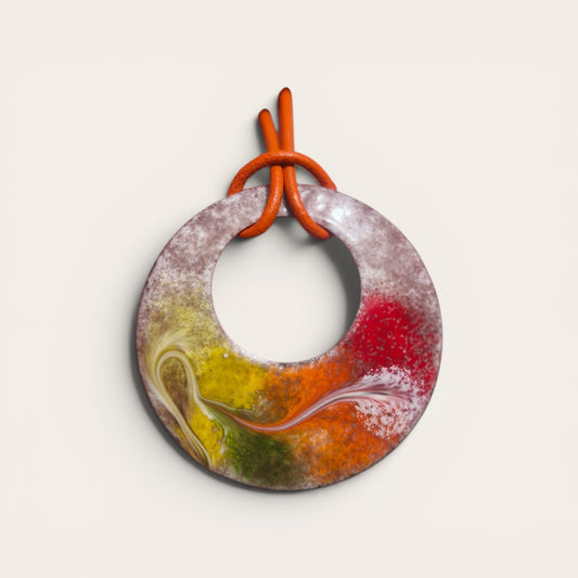 Céilí | Large Copper Enamel Circle Pendant Necklace | Summer Colours | Handmade in Ireland